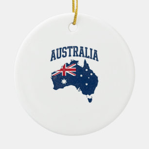 Australien-Flagge Karte Vintage-Distressed-Grafik_ Keramik Ornament