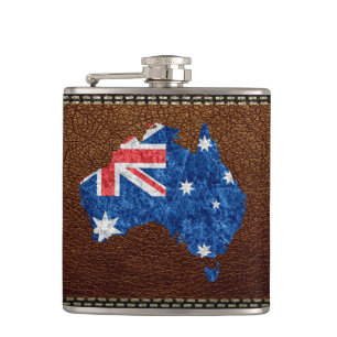 Australien-Flagge und Karte Flachmann