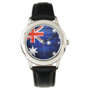 Australien Flagge Vintages Holz Armbanduhr
