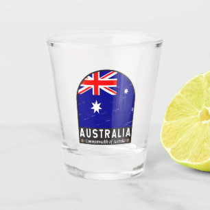 Australien-Flaggen-Emblem abgenutzt Vintage Schnapsglas