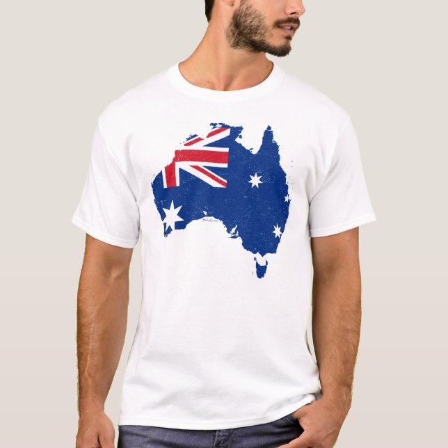 Australien-Flaggen-Karte T-Shirt (Vorderseite)