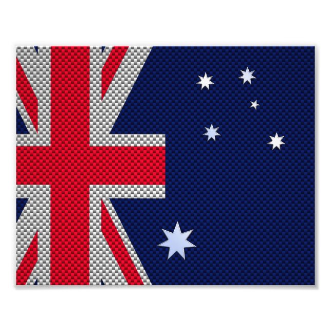 Australien Flaggendesign im Carbon Fibre Chrome St Fotodruck (Vorne)