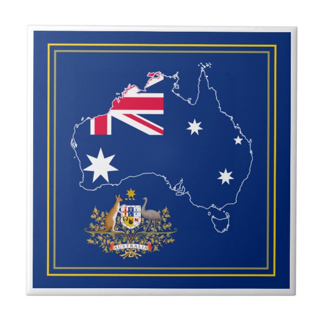 Australien Flaggenplan & Emblem Fliese (Vorderseite)