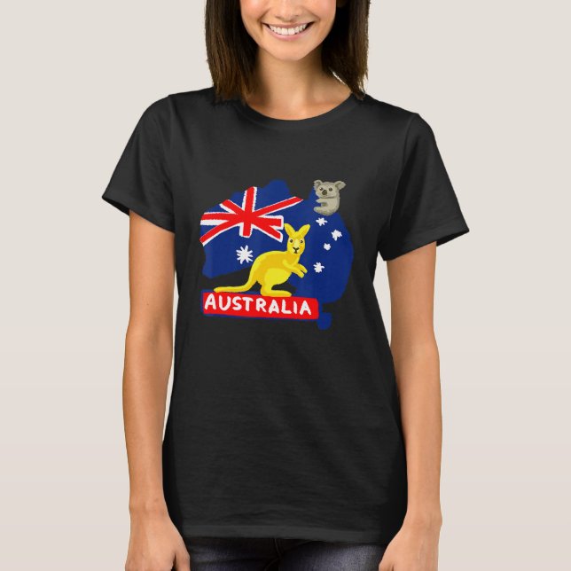 Australien Flaggenplan Kontinent Kangaroo Koala T-Shirt (Vorderseite)