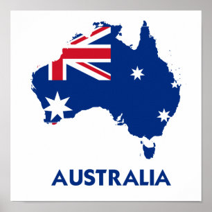 AUSTRALIEN FLAGKARTE POSTER