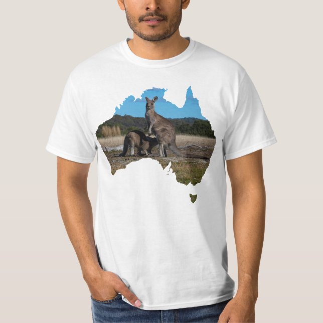 Australien Form Kangaroo und trinken Spaß T-Shirt (Vorderseite)