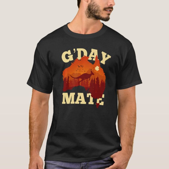 Australien G'Day Mate Australian Flag Aussie Map 1 T-Shirt (Vorderseite)
