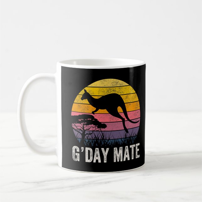 Australien Gday Mate Funny Kangaroo Australian Sym Kaffeetasse (Links)