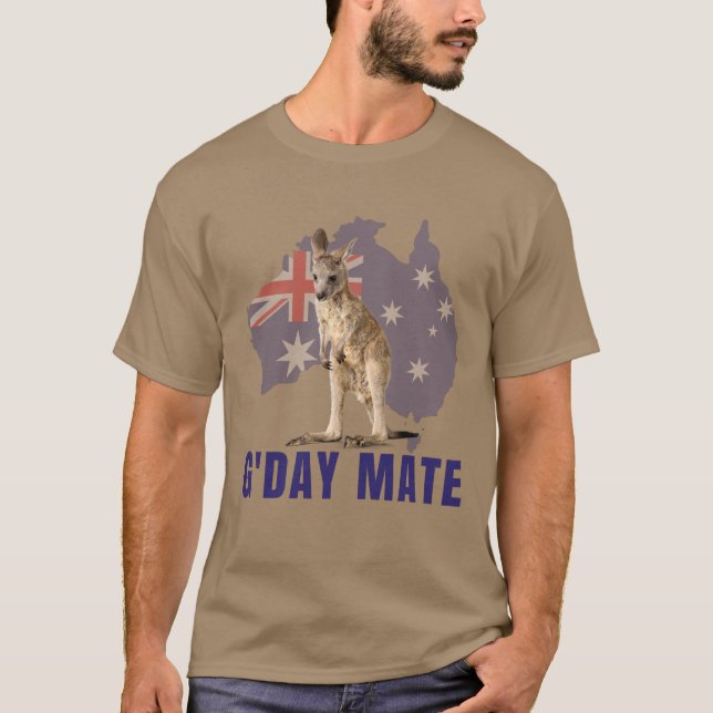 Australien Gday Mate Funny Kangaroo Australisch  T-Shirt (Vorderseite)
