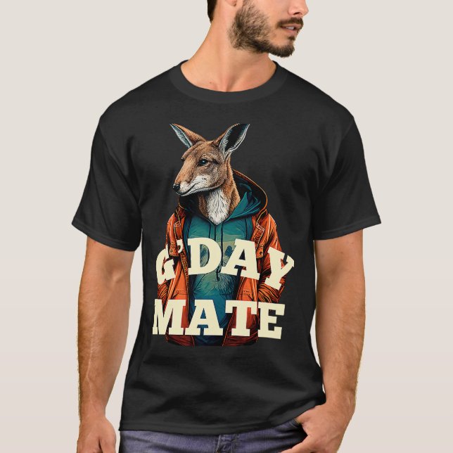 Australien G'Day Mate Kangaroo Australisches Symbo T-Shirt (Vorderseite)
