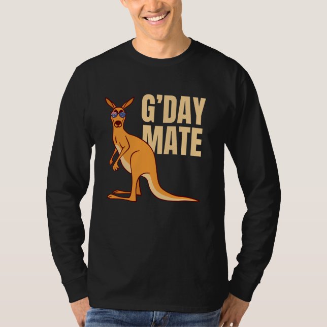 Australien G'day Mate Shirt Funny Kangaroo Austral (Vorderseite)