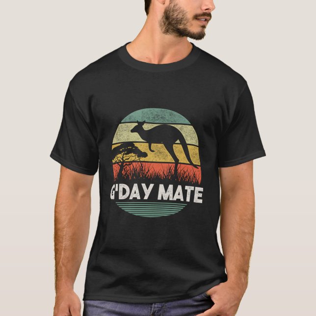 Australien G'Day Mate Shirt Funny Kangaroo Austral (Vorderseite)