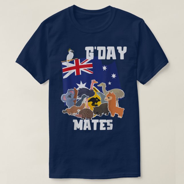 Australien GDay Mates Funny Animals Flag Souvenir  T-Shirt (Design vorne)
