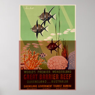Australien Great Barrier Korallenriff Vintage Reis Poster