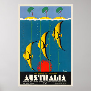 Australien Great Barrier Reef Queensland Retro Poster
