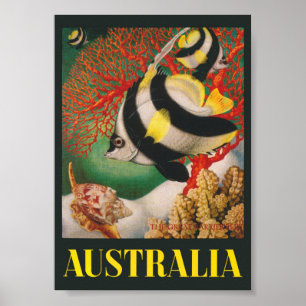 Australien Great Barrier Reef Vintage Travel Poste Poster