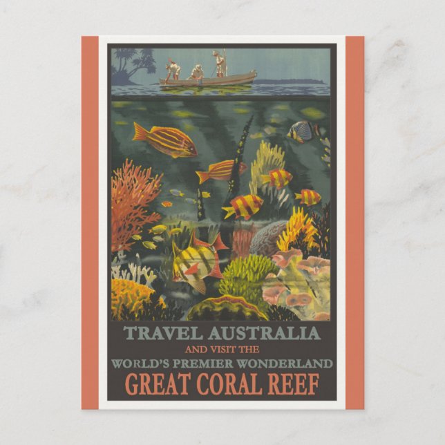 Australien Great Barrier Reef Vintage Travel Poste Postkarte (Vorderseite)