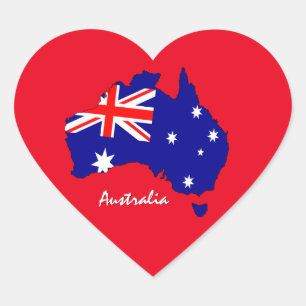 Australien Herz Aufkleber, Karte, australische Fla Herz-Aufkleber