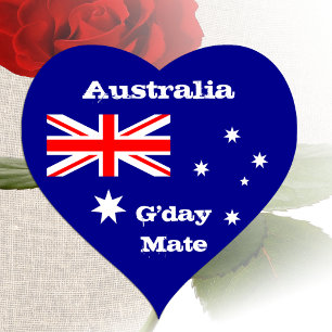 Australien Herz, G'day Mate, australische Flagge Herz-Aufkleber