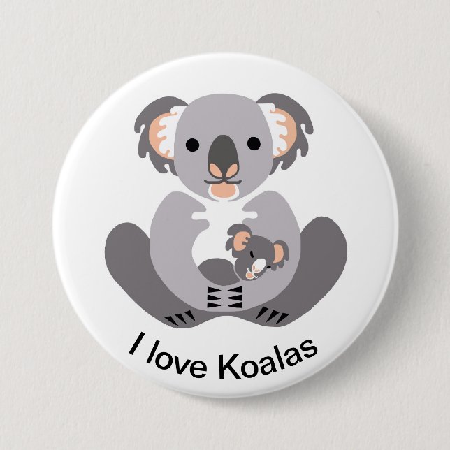 Australien - I Liebe KOALAS - Marsupial - Wildlife Button (Vorderseite)