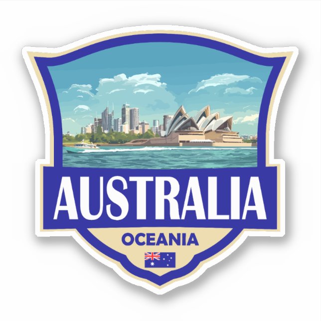 Australien Illustration Retro-Abzeichen Aufkleber (Vorderseite)