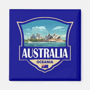 Australien Illustration Retro Abzeichen Magnet