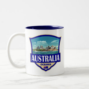 Australien Illustration Retro-Abzeichen Zweifarbige Tasse