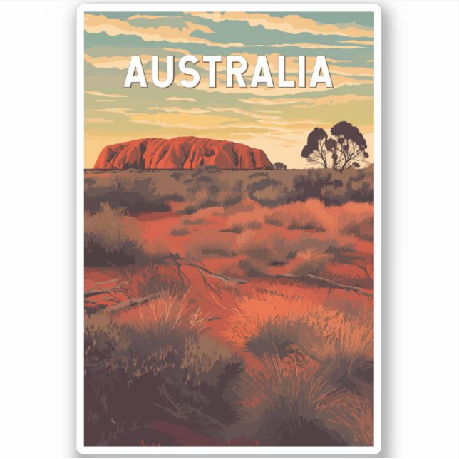 Australien Illustration Travel Art Vintag Aufkleber (Vorderseite)