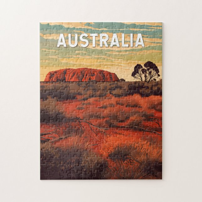 Australien Illustration Travel Art Vintag Puzzle (Vertikal)