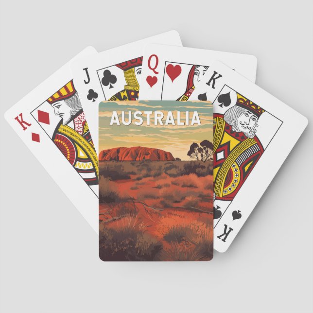 Australien Illustration Travel Art Vintag Spielkarten (Rückseite)