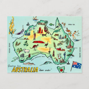 Australien illustrierte Landkarte Postkarte