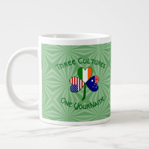 Australien Irland USA-Flaggen Shamrock Ihr Name Es Jumbo-Tasse