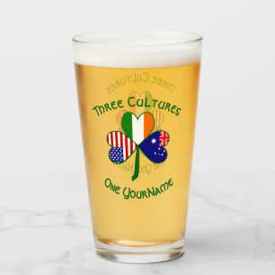 Australien Irland USA Shamrock Personalisiert Glas