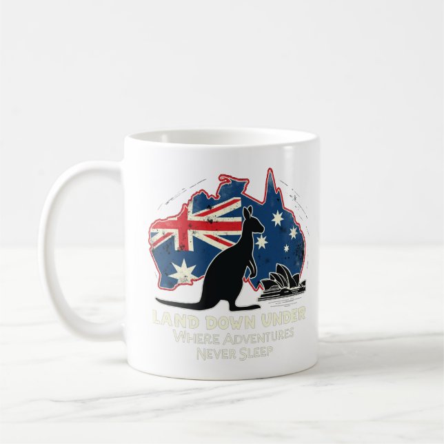 Australien Kangaroo Aussies landen unter Kaffeetasse (Links)