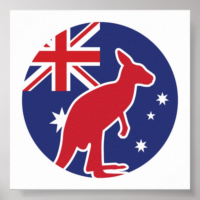 Australien Kangaroo Australische Nationale Tierfla Poster (Vorne)