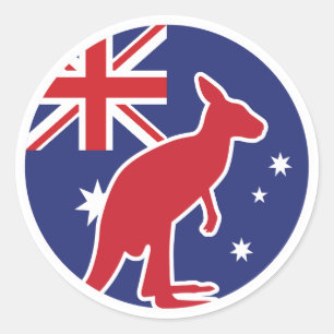 Australien Kangaroo Australische Nationale Tierfla Runder Aufkleber