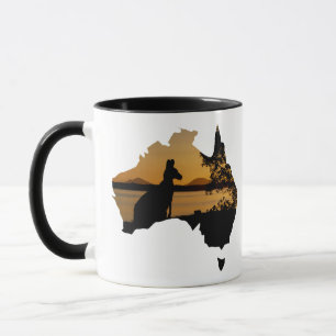 Australien Kangaroo bei Sunset Schwarz-weiß Gold Tasse