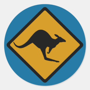 Australien Kangaroo Crossing Sign Runder Aufkleber