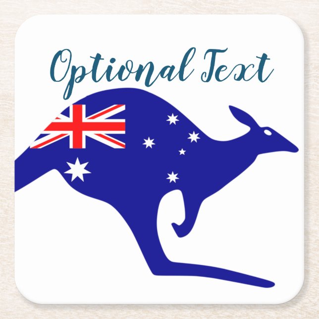Australien Kangaroo & Flag Rechteckiger Pappuntersetzer (Vorderseite)