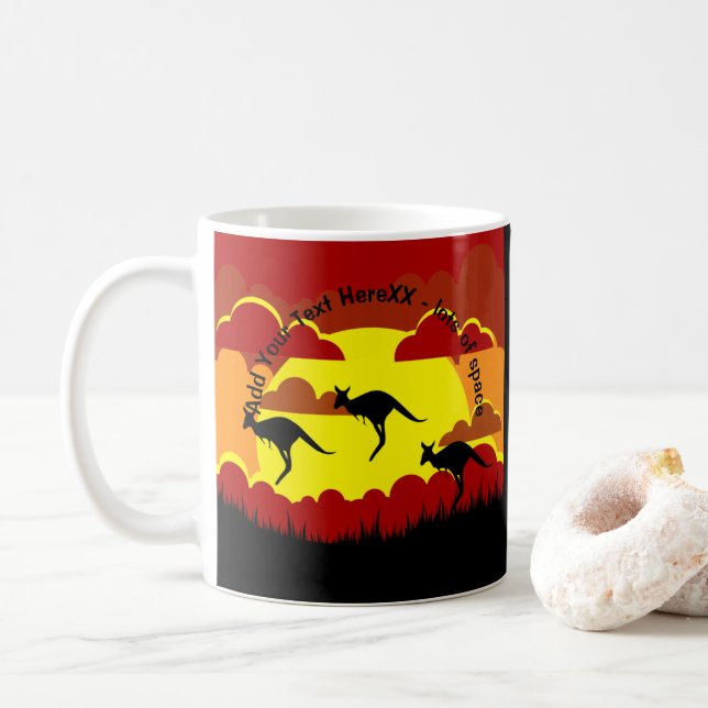 Australien Kangaroo Rotes Schwarzes Gelb Kaffeetasse (Mit Donut)