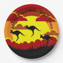 Australien Kangaroos Red Black Yellow 9" Paper Pla