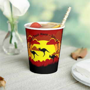 Australien Kangaroos Red Black Yellow Paper Cups Pappbecher