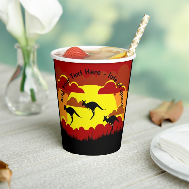 Australien Kangaroos Red Black Yellow Paper Cups Pappbecher (In Situ)