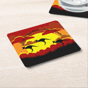 Australien Kangaroos Rotes schwarzes Gelbes Square Rechteckiger Pappuntersetzer