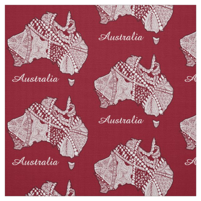 Australien Karte Art Doodle Stoff (Muster)