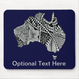 Australien Karte Doodle Art Black and White Mousepad