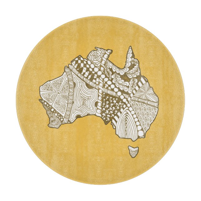 Australien Karte Doodle Art Schneidebrett (Vorderseite)