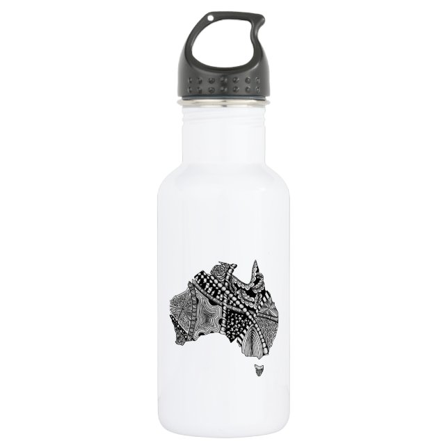 Australien Karte Doodle Edelstahlflasche (Vorderseite)