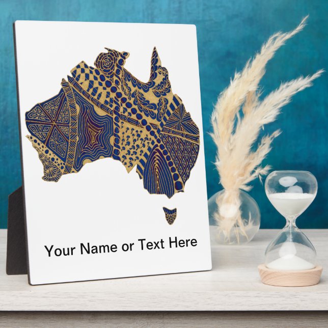 Australien Karte Doodle Tan Red Blue Fotoplatte (Seite)