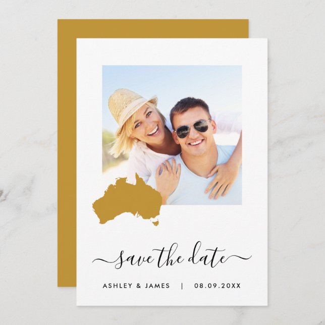 Australien Karte Foto Hochzeitssache Speichern Sie (Vorne/Hinten)